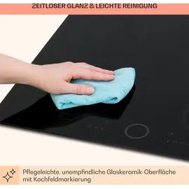 Klarstein Induktionskochfeld 4 Platten, Einbau-Induktionskochfeld mit 4 Kochfelder, 7000 Watt Induktionskochfeld, Herd mit Touch-Control - Timer, Glaskeramikkochfeld Abnehmbarem Magnetregler