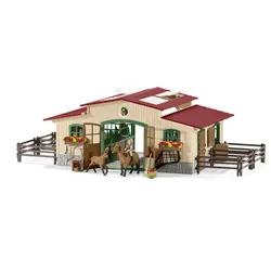 Pferdestall mit Pferden und Zubehör Modell von Schleich