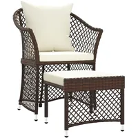 vidaXL 2-tlg. Garten-Lounge-Set mit Kissen Braun Poly Rattan