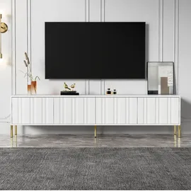 modfu TV-Lowboard 190x48x38 cm Weiß MDF/Spanplatte