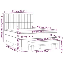 vidaXL Boxspringbett mit Matratze Dunkelgrau 140x200 cm Stoff1358381