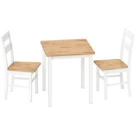 Homcom Esstisch 69 x 69 cm Esszimmerstühle 2er Set Küchentisch für 2-4 Personen Küchenstuhl mit Rückenlehne, aus Holz, für kleine Raum, Küche, Esszimmer Eiche