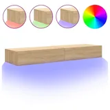 vidaXL TV-Schränke mit LED-Leuchten 2 Stk. Lowboard 60x35x15,5 cm Braun Holzwerkstoff
