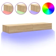 vidaXL TV-Schränke mit LED-Leuchten 2 Stk. Lowboard 60x35x15,5 cm Braun Holzwerkstoff