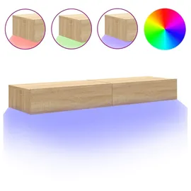 vidaXL TV-Schränke mit LED-Leuchten 2 Stk. Lowboard 60x35x15,5 cm Braun Holzwerkstoff