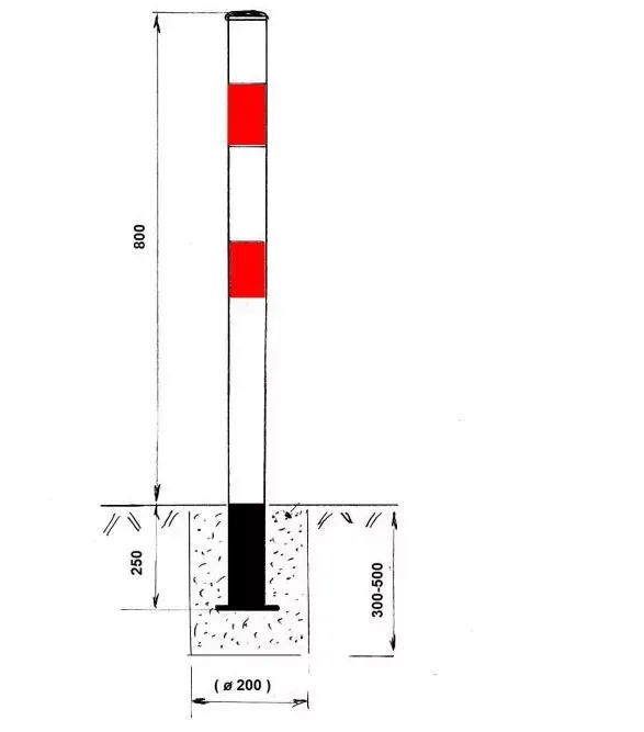 Parkplatzsperre - Absperrpfosten, nicht klappbar, zum Einbetonieren, weiß