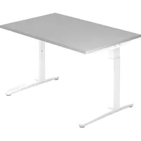 Hammerbacher Schreibtisch C-Fuß 120x80cm Grau / Weiß
