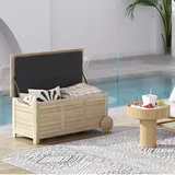 Outsunny Auflagenbox 185 L Stauraum Wasserdicht Gartenbox mit Rollen Holz