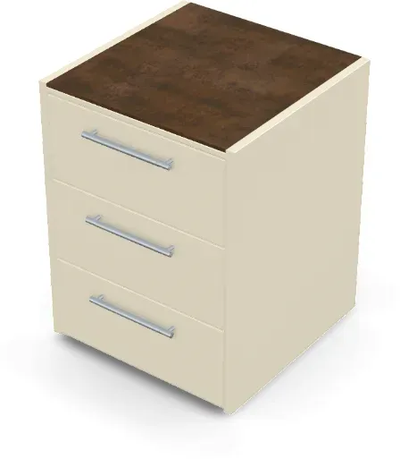 Brabura CT 60 Schubladenmodul - Iron Corten / Perle Blanche / Silberner Griff