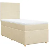 vidaXL Boxspringbett mit Matratze Creme 100x200 cm Stoff