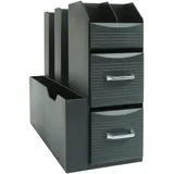 Mendler Schreibtisch Organizer HWC-L97, Büroablage Stiftehalter Aufbewahrungsbox mit 2 Schubladen und 7 Fächern, 29x14x33cm