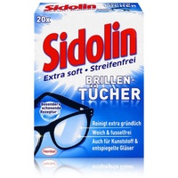 SIDOLIN Brillenputztücher, 2er Pack (2 x 20 Stück) feuchte Reinigungstücher für Brillen, Displays, Bildschirme