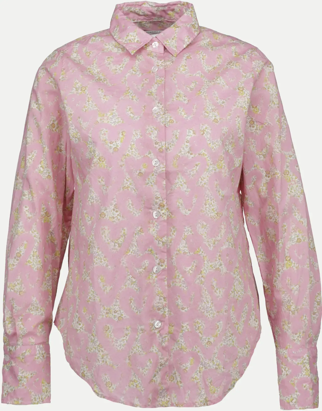 Hemdbluse im Floralmuster Rosa 38