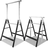 Yugodex Teleskop Arbeitsbock, 2er set Gerüstbock Klappbock Variable Arbeitshöhe 80-130 cm 7-fach Höhenverstellbar, Tragkraft 200 kg, Metallbock mit Rasthaken gegen Verrutschen, Schwarz