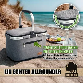 BigDean Kühlkorb 22L bis zu 5 Stunden kühl - Einkaufskorb Thermo Einkaufskorb Kühltasche Isolierkorb Thermokorb - BigDean