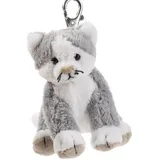 Schaffer Schlüsselanhänger Katze Cleo, 10 cm, grau-weiß