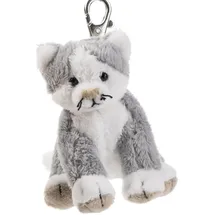 Schaffer Schlüsselanhänger Katze Cleo, 10 cm, grau-weiß