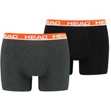 Head Herren Boxershorts im Pack - Basic, Baumwoll Stretch, einfarbig Grau/Orange M