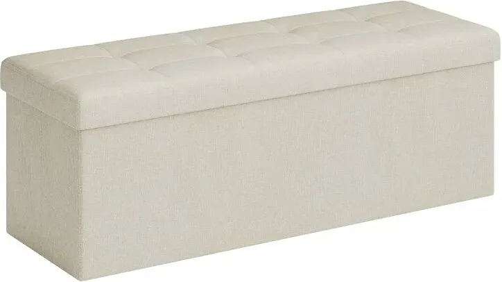 Ochama Sitzbank mit Stauraum, 38 x 110 x 38 cm, Sitztruhe, Bettbank, Aufbewahrungstruhe, für Wohnzimmer, Schlafzimmer, Flur, creme