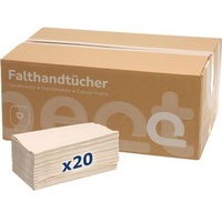 Böttcher-AG Papierhandtücher 1-lagig, natur, Zick-Zack-Falz, 25 x 22 cm, 5000 Stück