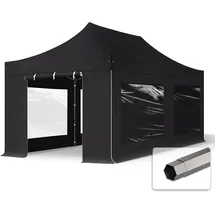 TOOLPORT Faltpavillon 3 x 6 m inkl. 4 Seitenteile Schwarz