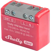 Shelly Relais 1PM Mini Gen4, 8 A, WLAN, Bluetooth, rot, 2 Stück