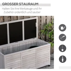 Outsunny Gartenbox, Kissenbox, Aufbewahrungsbox, Aufbewahrungsbox, Gartentruhe, wetterbeständig, Massivholz, 127 x 56 x 60 cm,