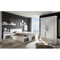 Home Affaire Schlafzimmer-Set »California«, (Set, 3 St.), klein, Bett 140 cm, 1 Nachttisch und 3-trg Kleiderschrank, weiß