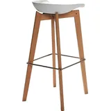 Essentials Keeve Barhocker weiß niedrig, birkenholz gestell und kunststoff sitzfläche, 53x47x90cm (BxTxH), 506F03SW