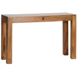 Kadima Design Konsolentisch ``Nako``: Landhausstil, Schublade, Sheeshamholz, 40 cm Tiefe, vielseitig einsetzbar. Braun, 120x40x70 cm
