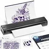 Itari A886 Tattoo Stencil Drucker Bluetooth, Schablone Drucker Kompatibel mit Smartphone & PC, Thermodrucker Tattoo Maschine Nadeldrucker mit 10 Blätter Papier für Anfänger und Künstler, Schwarz