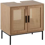 FineBuy Waschbeckenunterschrank FineBuy Badschrank 60x60x40 cm Unterschrank Eiche Optik