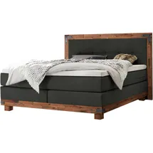 Hasena Boxspringbett 140-180 cm braun / Dunkelgrau, Liegefläche:140 x 200 cm, Topper:Superio-Topper