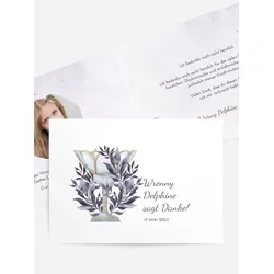 Dankeskarten Konfirmation selbst gestalten mit Spruch und Fotos im Onlinedesigner bei Meine-Kartenmanufaktur.de