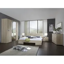 WIMEX Komplettschlafzimmer "Anna", silber (eiche sägerau, absetzung chrom), B/H: 180cm x 200cm, Spanplatte, Schlafzimmermöbel-Sets, Spar Set