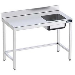 Edelstahl-Wandtisch mit Becken rechts unten 600 Distform