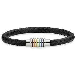Bruno Banani Lederarmband »Schmuck Geschenk Armband Regenbogen«, mit Epoxidharz Bruno Banani schwarz-edelstahlfarben 21