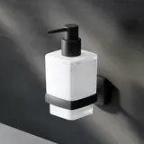 AM.PM Seifenspender Wandmontage Flüssigseifenspender nachfüllbar Dispenser für Seife oder Duschgel ohne Bohren klebend Edelstahl, Glas Schwarz matt - Am.pm