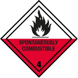 Gefahrzettel Kl. 4.2 Spont. Combustible, 100x100mm