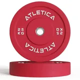 ATLETICA Hantelscheiben Color Bumper Plates, Paar, Robust & langlebig, Ø 50 mm, 25 kg, (2-tlg) rot