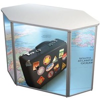 Update displays Messetheke gerade, weiß 122,5 x 55,0 x