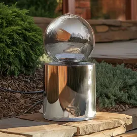 Köhko Kugelbrunnen Ø25cm mit LED auf zylindrischen Edelstahl Eimer H30cm