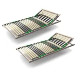 7-Zonen Lattenrost 2er Set 80x200 – Verstellbares Kopfteil – Auch für Bettgröße 160x200 – Klappbar und vormontiert – 28 Birke-Federleist...