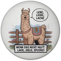 Speecheese Lachendes Lama - Lebe Liebe Lache Magnet rund