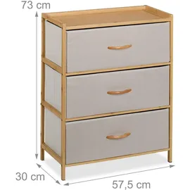 Relaxdays Kommode 73 x 57,5 x 30 cm Natur/Beige
