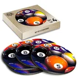 Untersetzer aus Kork, glänzend, für Billardkugeln, Snooker, Pub, Getränkebecher, Tasse, Glastisch, 4 Stück