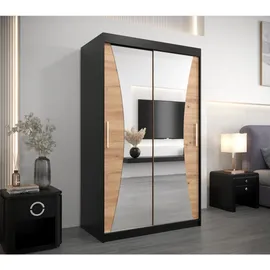 abiks möbel Schwebetürenschrank MONACO 120 x 200 x 62 cm Schwarz