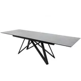 Licht-Erlebnisse Esstisch BASHIRI, ausziehbar Keramik Hartglas Metall in Grau Schwarz 180 x 90 cm bunt|grau|schwarz