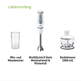 Braun MultiQuick 5 Vario MQ 5220 WH Stabmixer premium weiß/grau