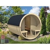 Finn Art Blockhaus Fasssauna Mika 1, Schindeln grün, Outdoor Gartensauna, ohne Ofen, Bausatz grün